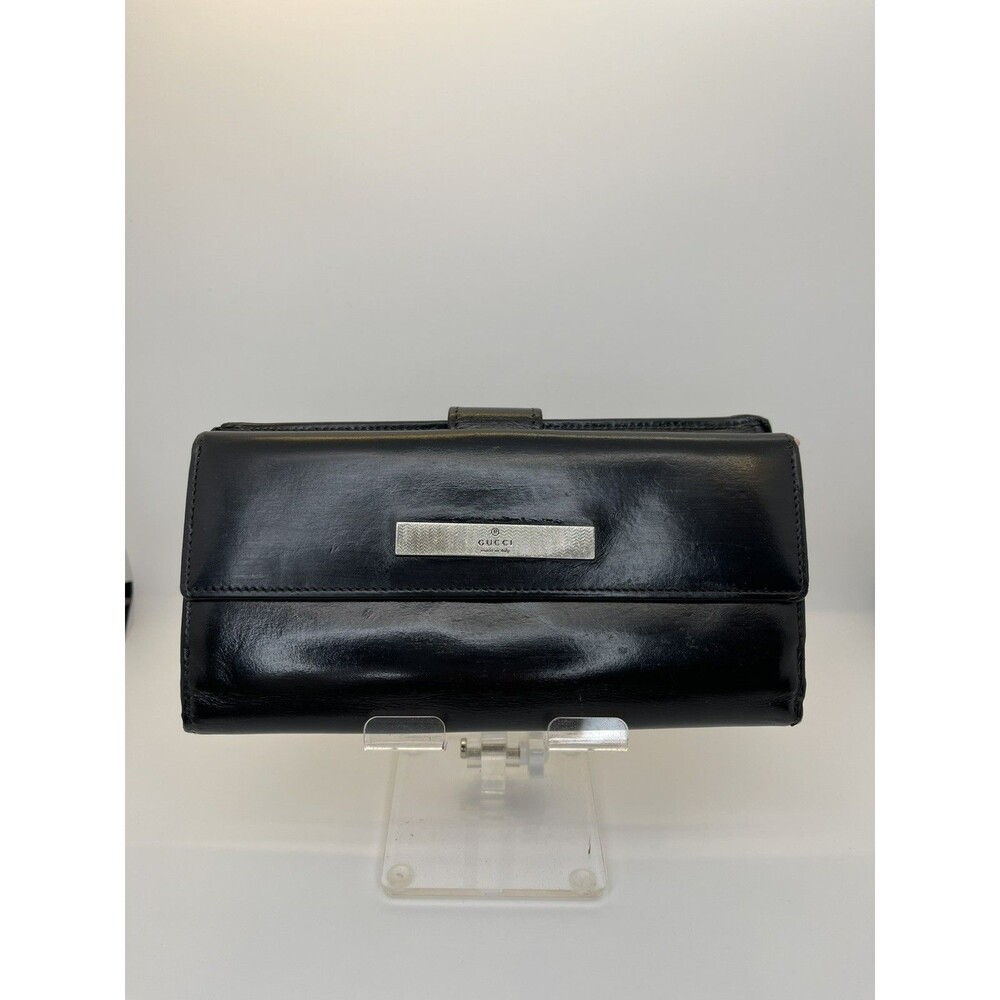 GUCCI Logo Leather Long Bifold Wallet Black – Authentic Designer Wallet/76